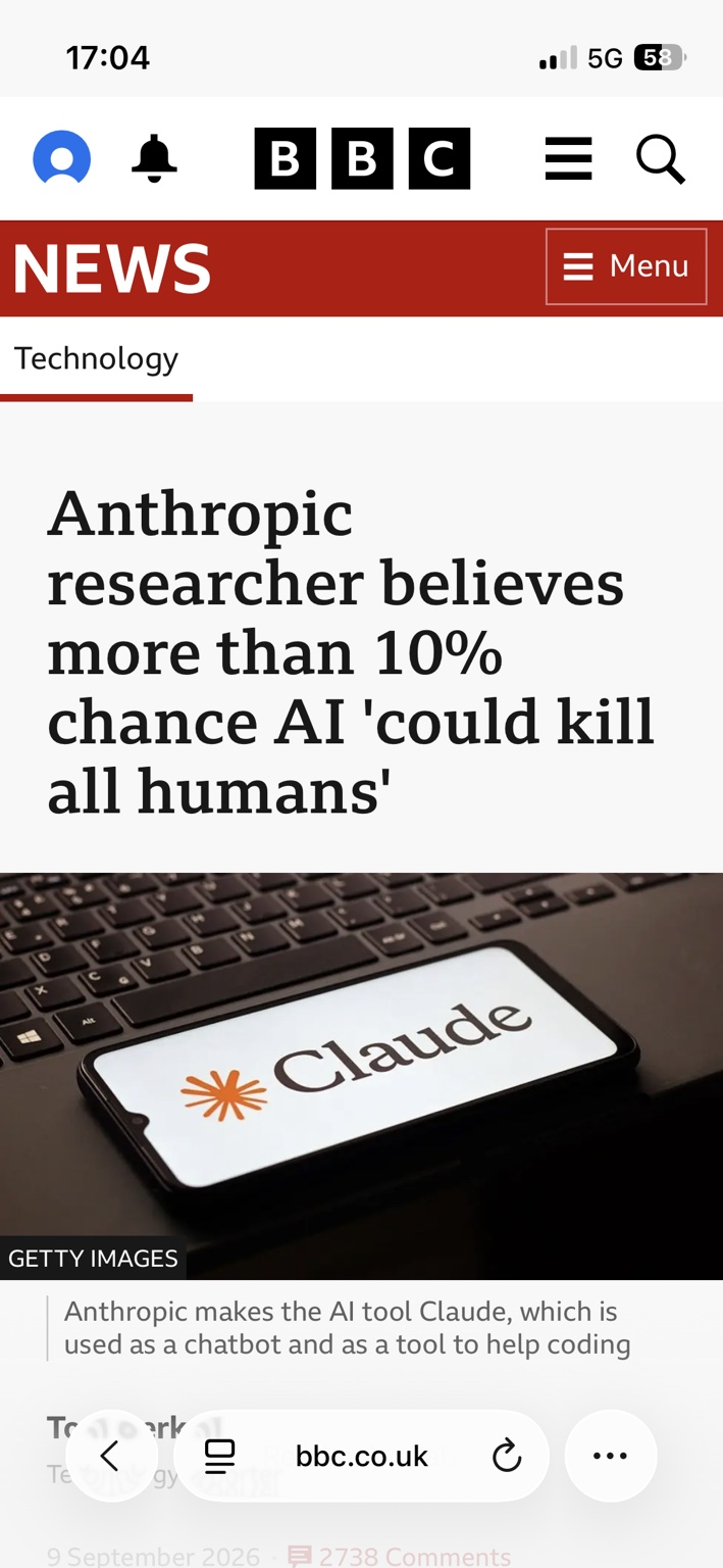 AI headline concerning extinction risk