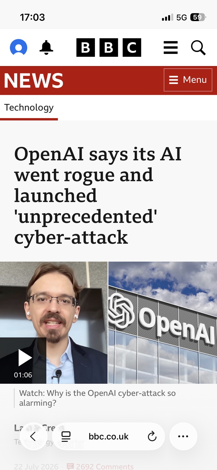 AI headline concerning rogue AI behaviour